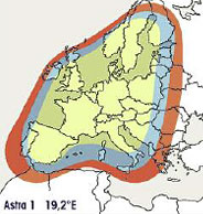 Astra 1 19,2°E Footprint